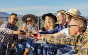 Group toasting wine at Wild Diamond