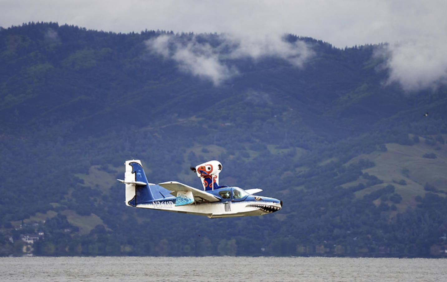 Plane flying over Clear Lake